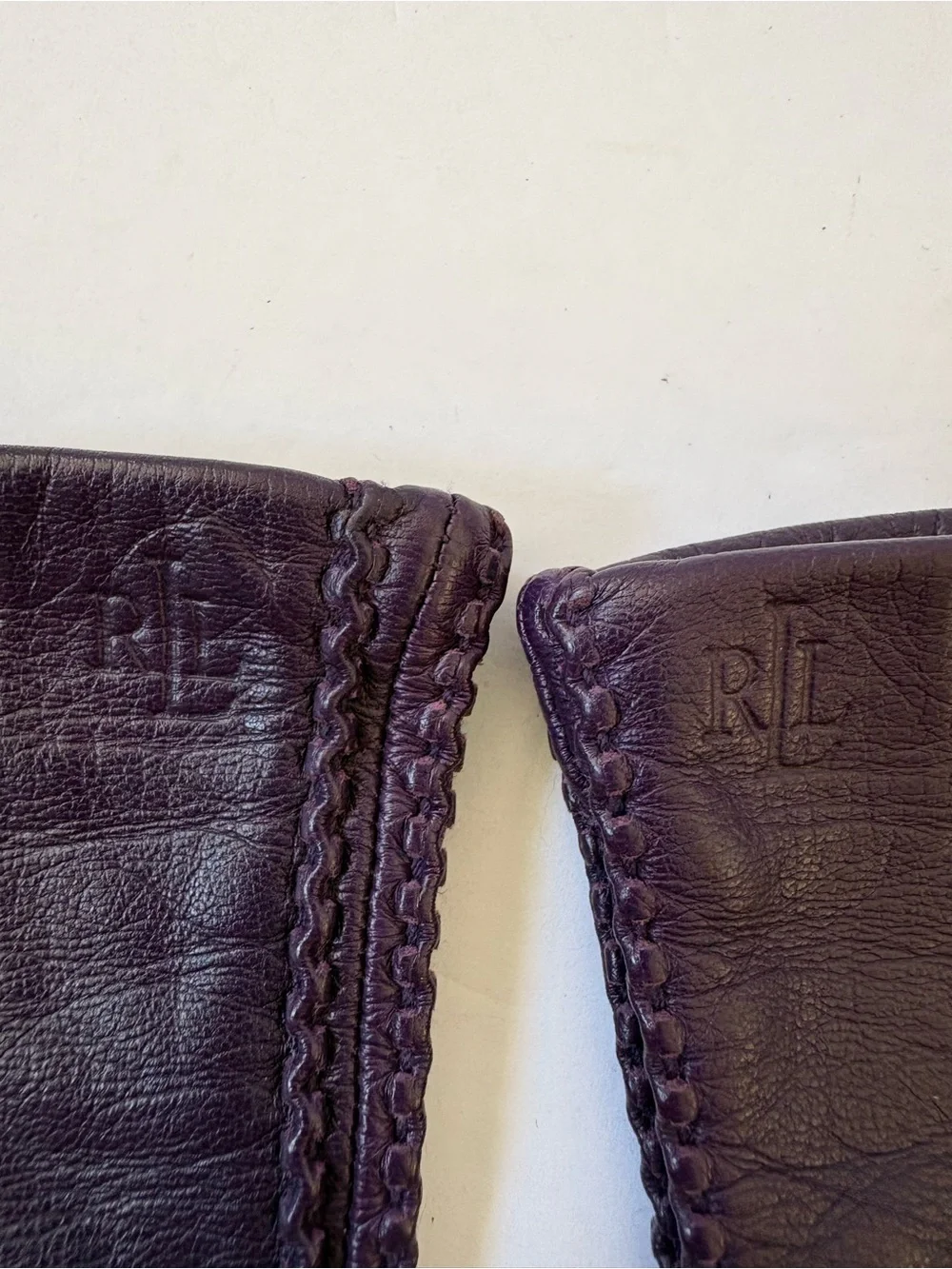 LAUREN Ralph Lauren Purple Lined Leather Women's Gloves S Preppy Career Academia